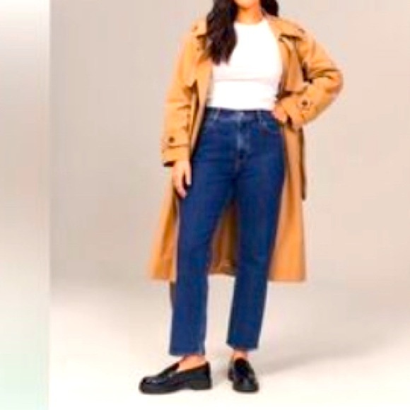 ABERCROMBIE 90s curve love high waisted relaxed jeans fray spring boho casual - Picture 1 of 5